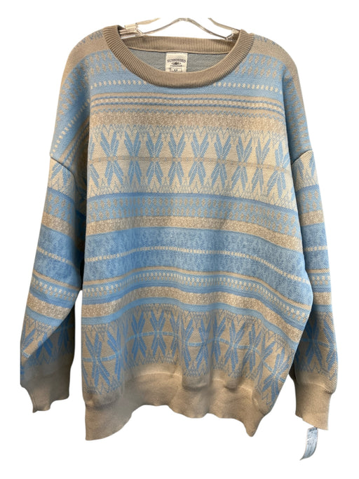 Sunkissed Coconut Size S/M Blue & Gray Cotton Blend Crew Neck Oversize Sweater Blue & Gray / S/M