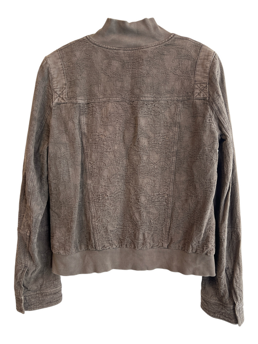 Marrakech Size L Brown Cotton Blend High Neck Long Sleeve Zip Front Jacket Brown / L