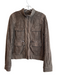 Marrakech Size L Brown Cotton Blend High Neck Long Sleeve Zip Front Jacket Brown / L