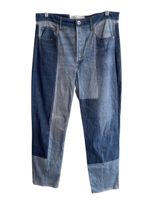 Rag & Bone Size 36 Medium Wash Cotton Blend High Rise Colorblock Zip Fly Jeans Medium Wash / 36