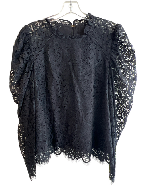 Lilly Pulitzer Size L Black Nylon & Cotton Lace Overlay Round Neck Top Black / L