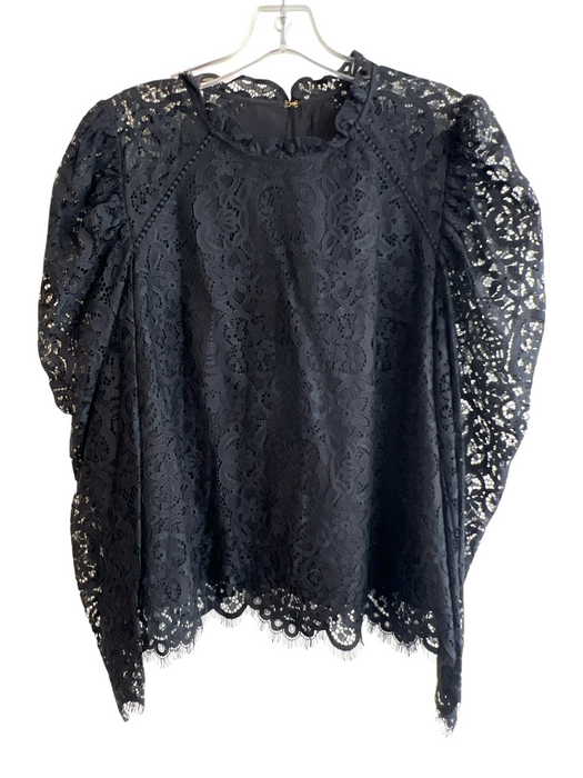 Lilly Pulitzer Size L Black Nylon & Cotton Lace Overlay Round Neck Top Black / L