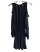 Ramy Brook Size M Black Silk Round Neck Cold Shoulder Long Sleeve Dress Black / M