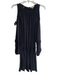 Ramy Brook Size M Black Silk Round Neck Cold Shoulder Long Sleeve Dress Black / M