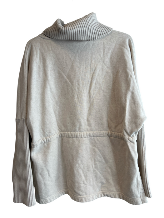 Varley Size M Ivory Cotton Blend Turtle Neck Long Sleeve Drawstring Sweatshirt Ivory / M