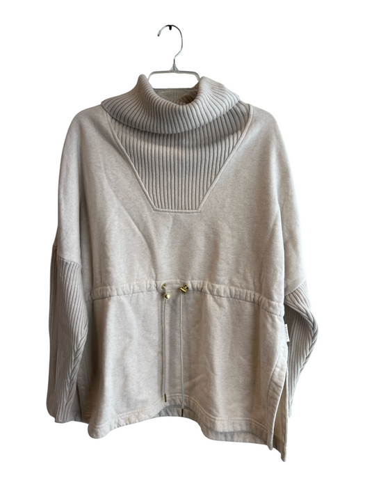 Varley Size M Ivory Cotton Blend Turtle Neck Long Sleeve Drawstring Sweatshirt Ivory / M