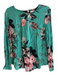 Boden Size 14 Green Viscose Round Neck Long Sleeve Floral Back Button Top Green / 14