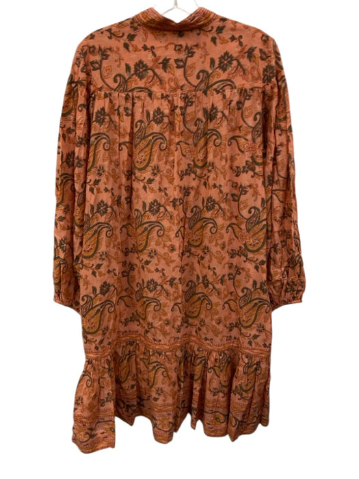 Lola Australia Size M Orange & Gray Cotton Paisley Floral Print Below knee Dress Orange & Gray / M