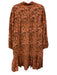 Lola Australia Size M Orange & Gray Cotton Paisley Floral Print Below knee Dress Orange & Gray / M