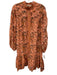 Lola Australia Size M Orange & Gray Cotton Paisley Floral Print Below knee Dress Orange & Gray / M
