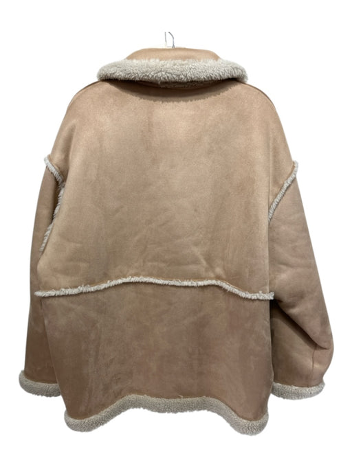 Mother Size L Tan & cream Polyester Faux Shearling Embroidered Pockets Coat Tan & cream / L