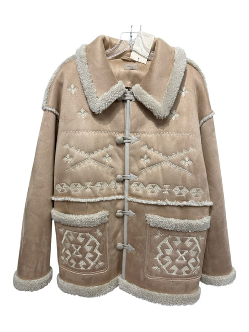 Mother Size L Tan & cream Polyester Faux Shearling Embroidered Pockets Coat Tan & cream / L