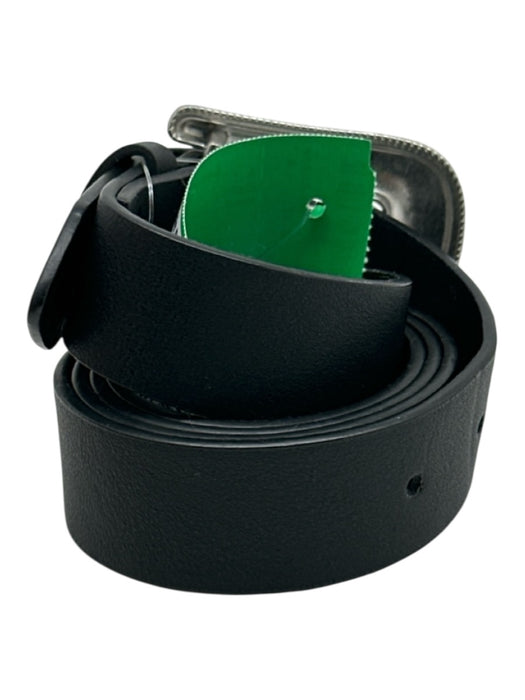 Linea Pelle Black Leather Silver Buckle Belts Black / XL