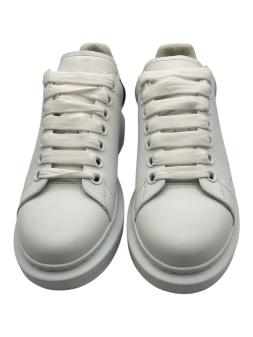 Alexander McQueen Shoe Size 39.5 White & Blue Leather Round Toe lace up Sneakers White & Blue / 39.5