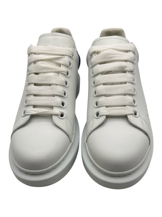 Alexander McQueen Shoe Size 39.5 White & Blue Leather Round Toe lace up Sneakers White & Blue / 39.5