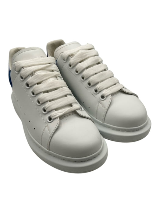 Alexander McQueen Shoe Size 39.5 White & Blue Leather Round Toe lace up Sneakers White & Blue / 39.5