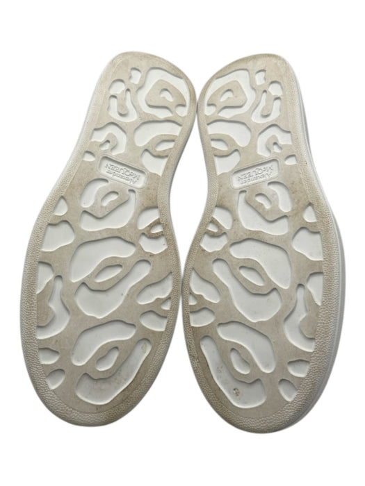 Alexander McQueen Shoe Size 39.5 White & Blue Leather Round Toe lace up Sneakers White & Blue / 39.5