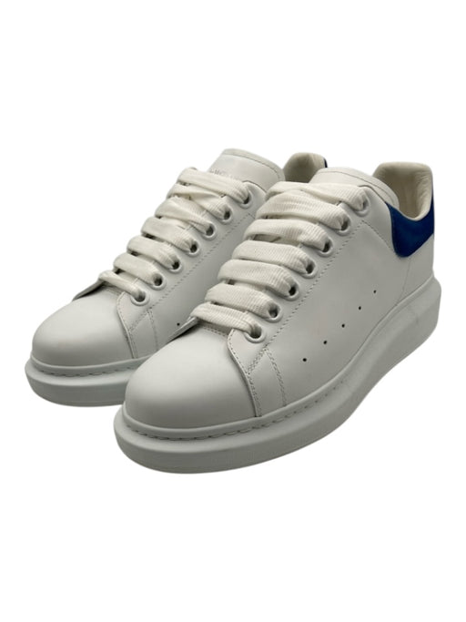 Alexander McQueen Shoe Size 39.5 White & Blue Leather Round Toe lace up Sneakers White & Blue / 39.5