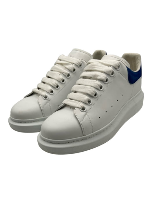 Alexander McQueen Shoe Size 39.5 White & Blue Leather Round Toe lace up Sneakers White & Blue / 39.5