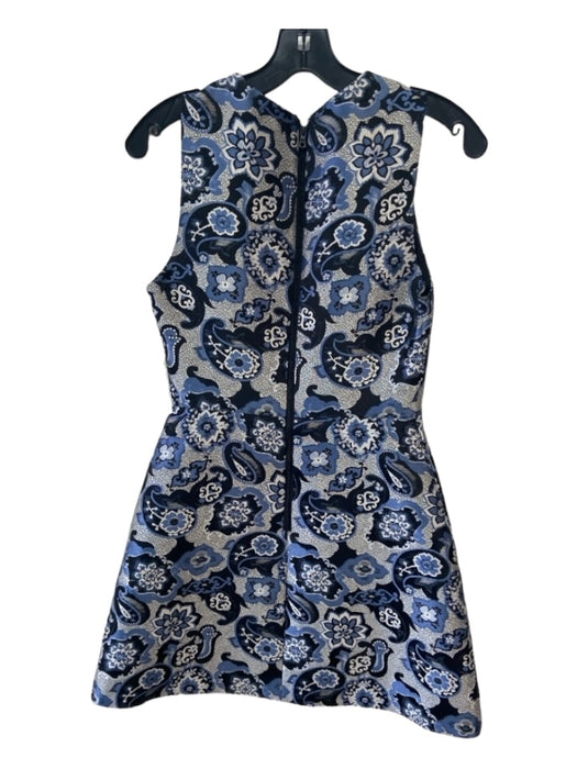 Alice + Olivia Size 2 Silver Blue Black Polyester Blend V Neck Sleeveless Dress Silver Blue Black / 2