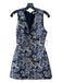 Alice + Olivia Size 2 Silver Blue Black Polyester Blend V Neck Sleeveless Dress Silver Blue Black / 2