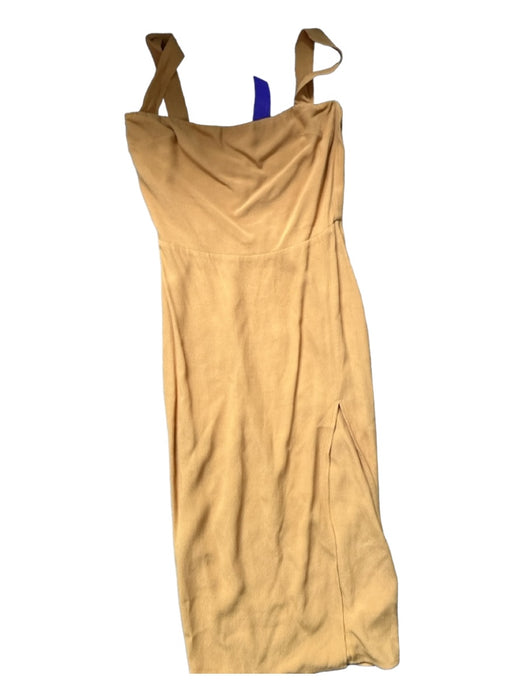 Reformation Size 0 Mustard Viscose Sleeveless Square Neck Midi slit Dress Mustard / 0