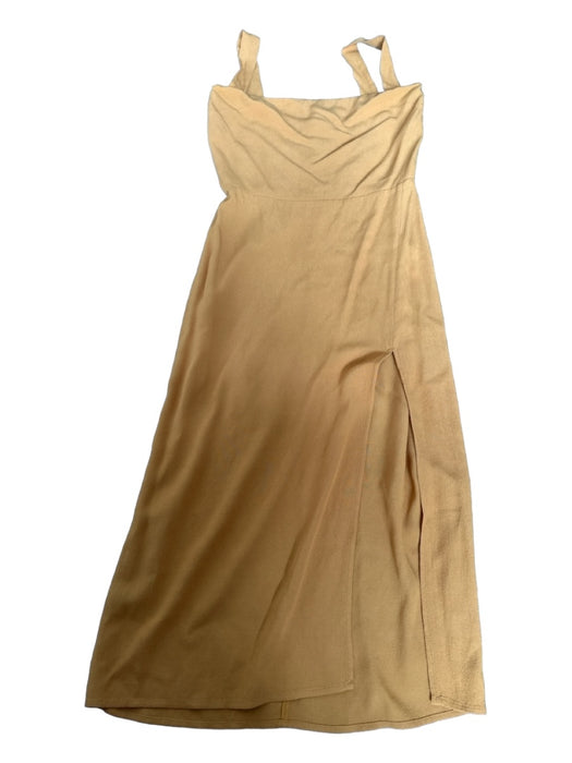 Reformation Size 0 Mustard Viscose Sleeveless Square Neck Midi slit Dress Mustard / 0