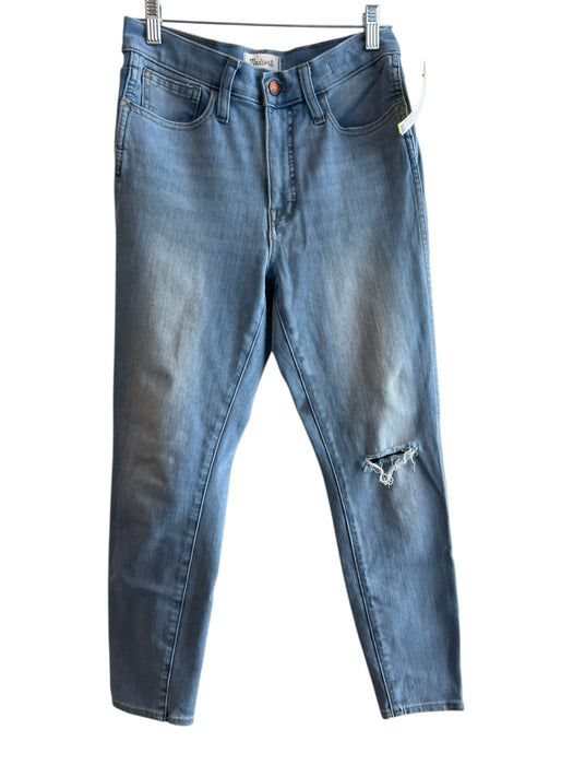Madewell Size 28 Light Wash Cotton Distressed High Rise Whiskering Skinny Jeans Light Wash / 28