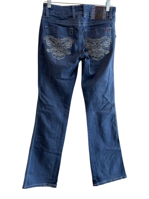 Marlow Size 27 Dark Wash Cotton Low Rise Zip Fly Flare Embroidered Jeans Dark Wash / 27