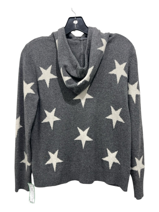 Central Park West Size S Gray & White Cashmere Stars Hood Sweater Gray & White / S