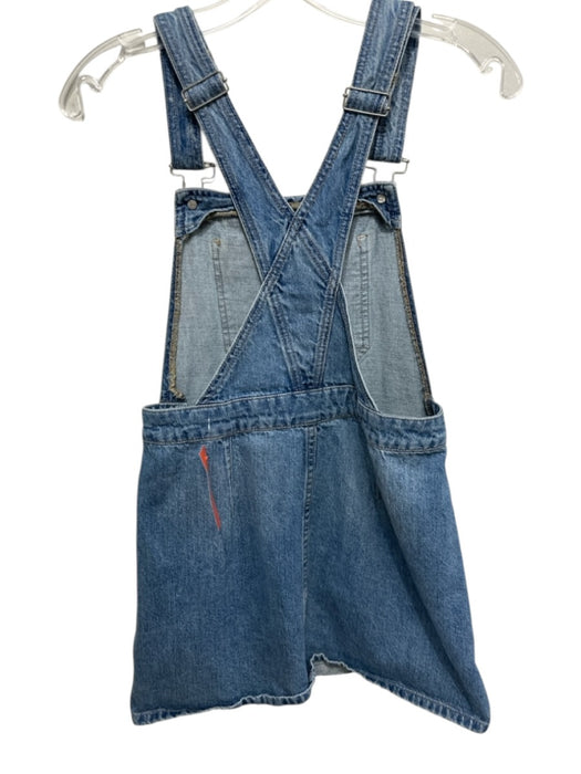 Free People Size 2 Medium Wash Cotton Denim Overall Straps Side Button Dress Medium Wash / 2