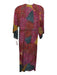 Blank London Size XS Red & Multi Viscose Abstract Print 1/2 Sleeve V Neck Dress Red & Multi / XS