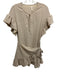 Tularosa Size XS Beige Rayon Blend V Neck Short Sleeve Ruffle Detail Dress Beige / XS