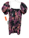 Lulus Size S Black & Purple Polyester Floral Jacquard Short Puff Sleeve Dress Black & Purple / S