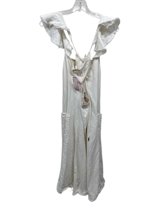Pilcro Size M White Cotton Blend Sleeveless Criss Cross Tie Back Raw Hem Dress White / M