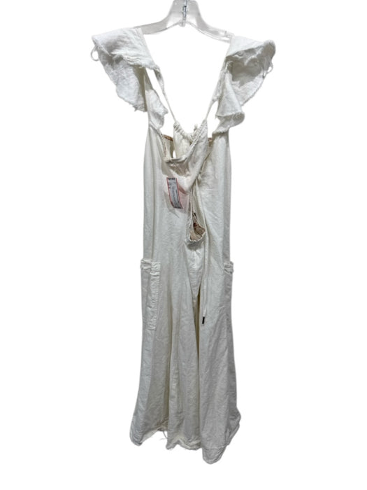 Pilcro Size M White Cotton Blend Sleeveless Criss Cross Tie Back Raw Hem Dress White / M