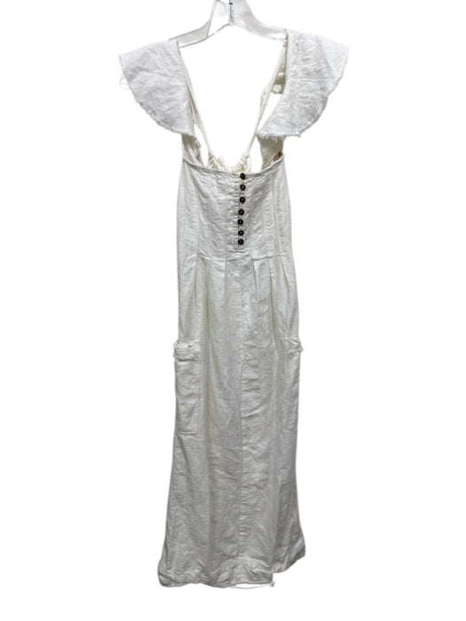 Pilcro Size M White Cotton Blend Sleeveless Criss Cross Tie Back Raw Hem Dress White / M