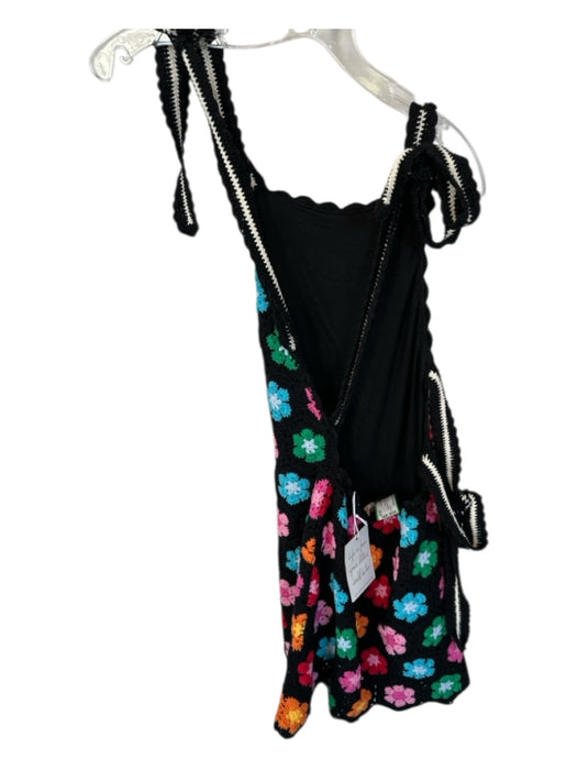 Show Me Your Mumu Size S Black & Multi Cotton Macrame Flowers Back Tie Dress Black & Multi / S