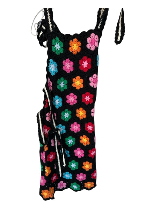 Show Me Your Mumu Size S Black & Multi Cotton Macrame Flowers Back Tie Dress Black & Multi / S