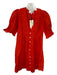 Sea New York Size XXS Orange Linen Short Balloon Sleeve Pleated Buttons Dress Orange / XXS
