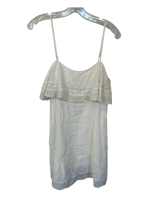 Zara Size S White Cotton Spaghetti Strap Lace Detail Dress White / S