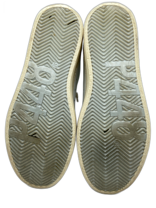 P448 Shoe Size 39 White Leather Perforated Low Top Lace Up Sneakers White / 39