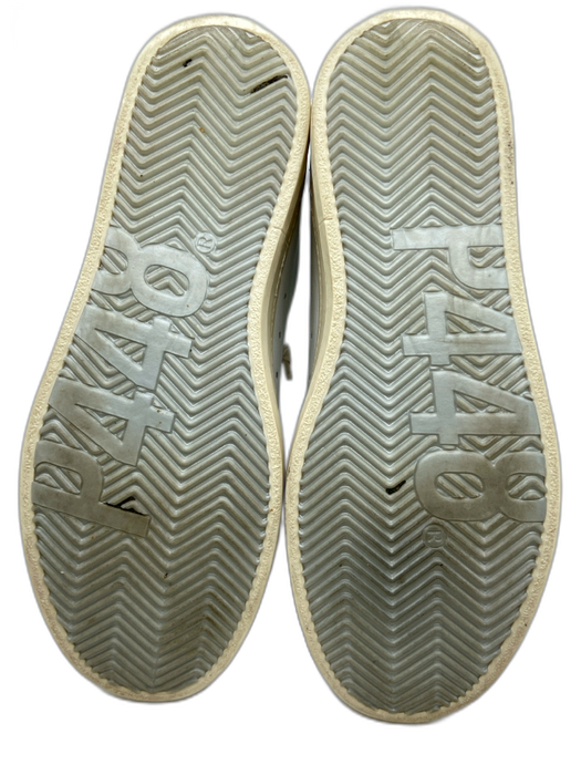 P448 Shoe Size 39 White Leather Perforated Low Top Lace Up Sneakers White / 39