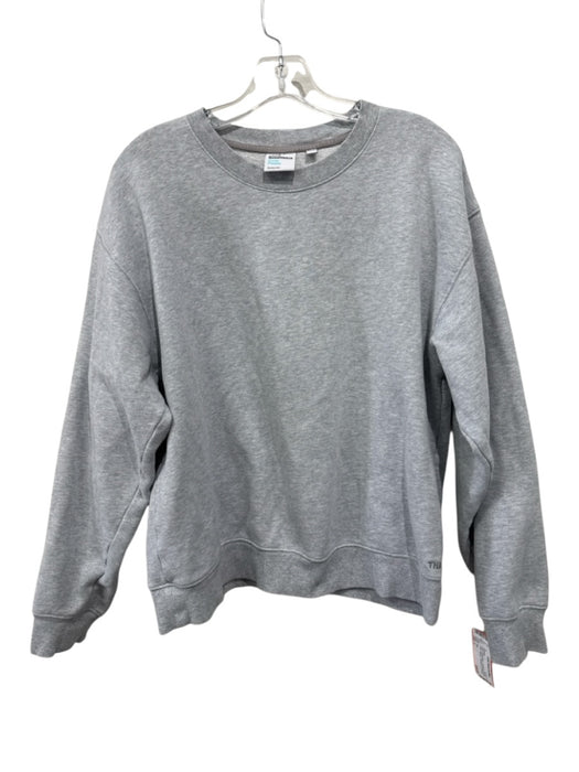 TNA Size L Gray Cotton Blend Heathered Ribbed Hem Pullover Sweatshirt Sweater Gray / L