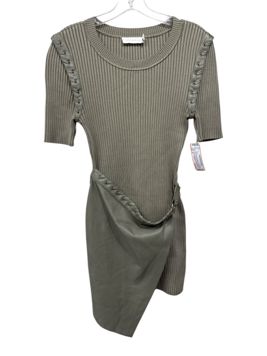 Jonathan Simkhai Size M Sage green PU Leather & Lyocell Blend Ribbed Dress Sage green / M