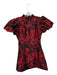 Showpo Size 4 Red & Black Polyester Floral High Neck Bubble Sleeve Buttons Dress Red & Black / 4
