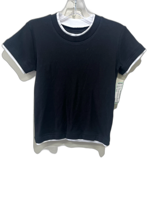 Daily Drills Size XS/S Black & White Cotton Blend Ribbed Knit Short Sleeve Top Black & White / XS/S