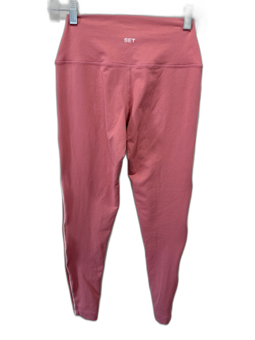 Set Active Size S Pink & White Polyester Blend Contrast Trim Athletic Set Pink & White / S
