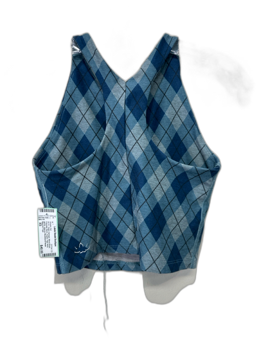 Beyond Yoga Size XS Mixed Blues Polyester Blend Argyle High Neck Athletic Set Mixed Blues / XS