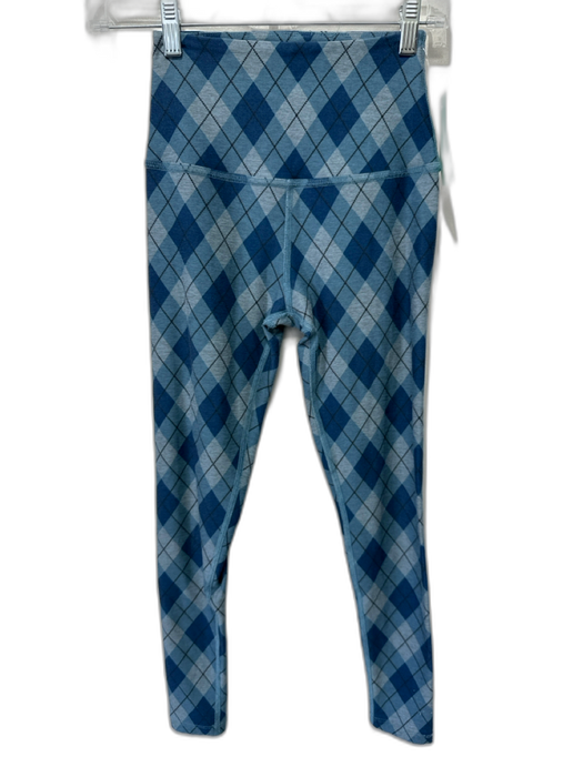 Beyond Yoga Size XS Mixed Blues Polyester Blend Argyle High Neck Athletic Set Mixed Blues / XS